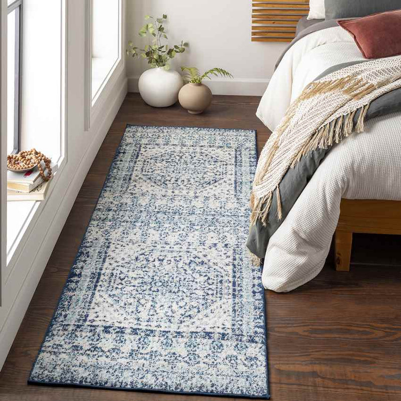 Langweer Traditional Dark Blue Area Rug