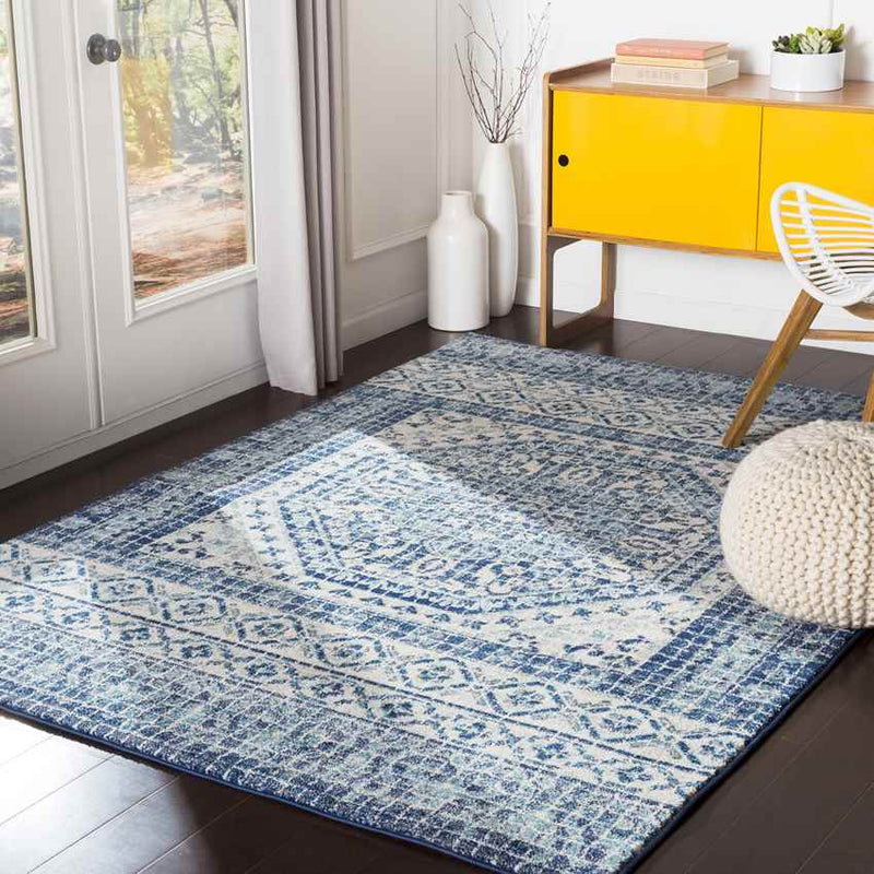 Langweer Traditional Dark Blue Area Rug