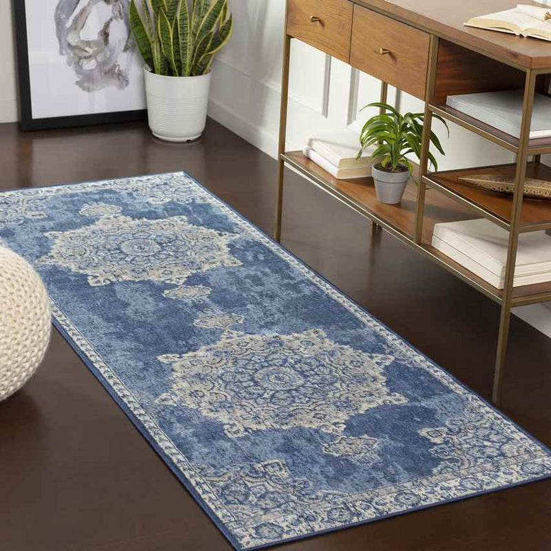 Staveren Traditional Bright Blue Area Rug