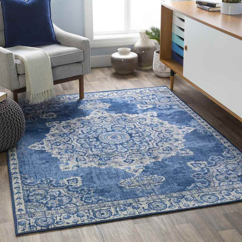 Staveren Traditional Bright Blue Area Rug