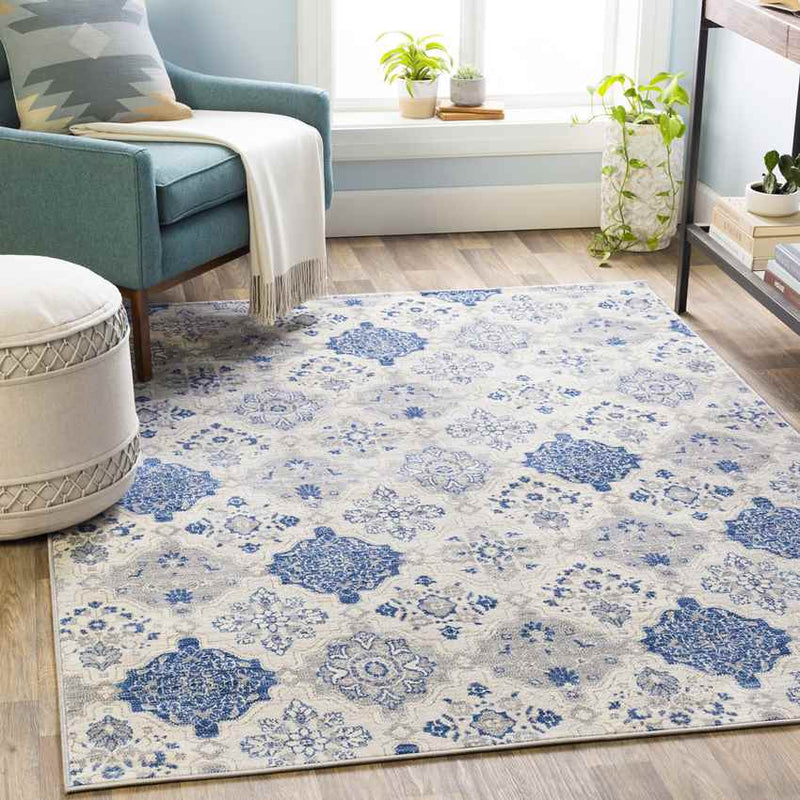 Steggerda Global Bright Blue Area Rug