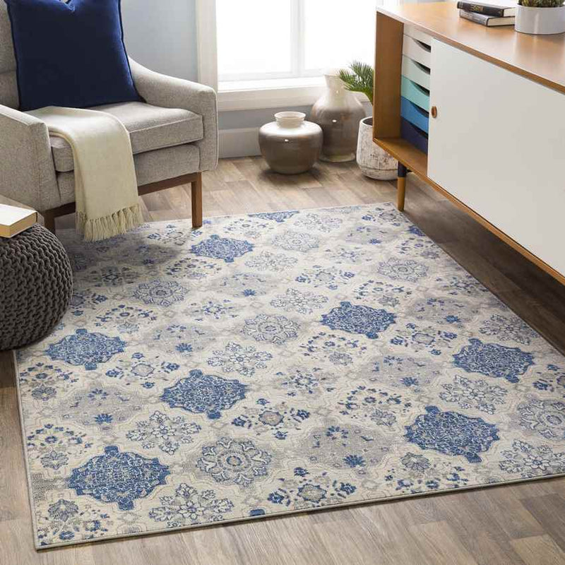 Steggerda Global Bright Blue Area Rug