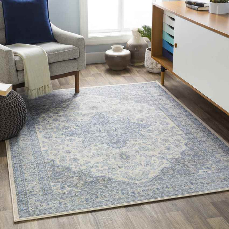 Strand Traditional Bright Blue Area Rug