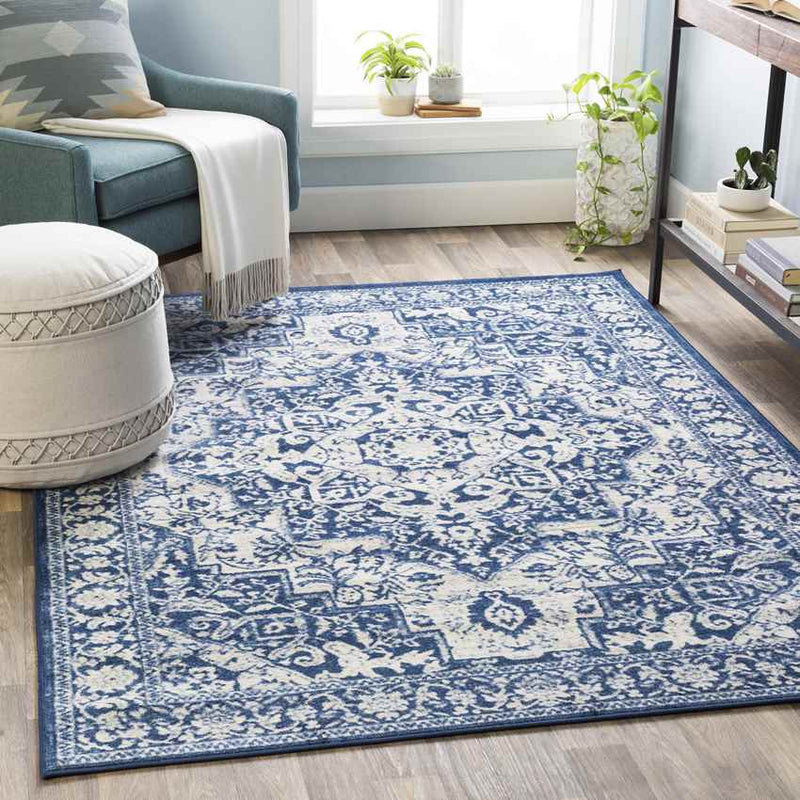 Troyes Traditional Bright Blue Area Rug