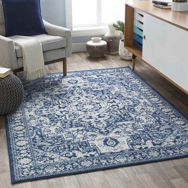 Troyes Traditional Bright Blue Area Rug