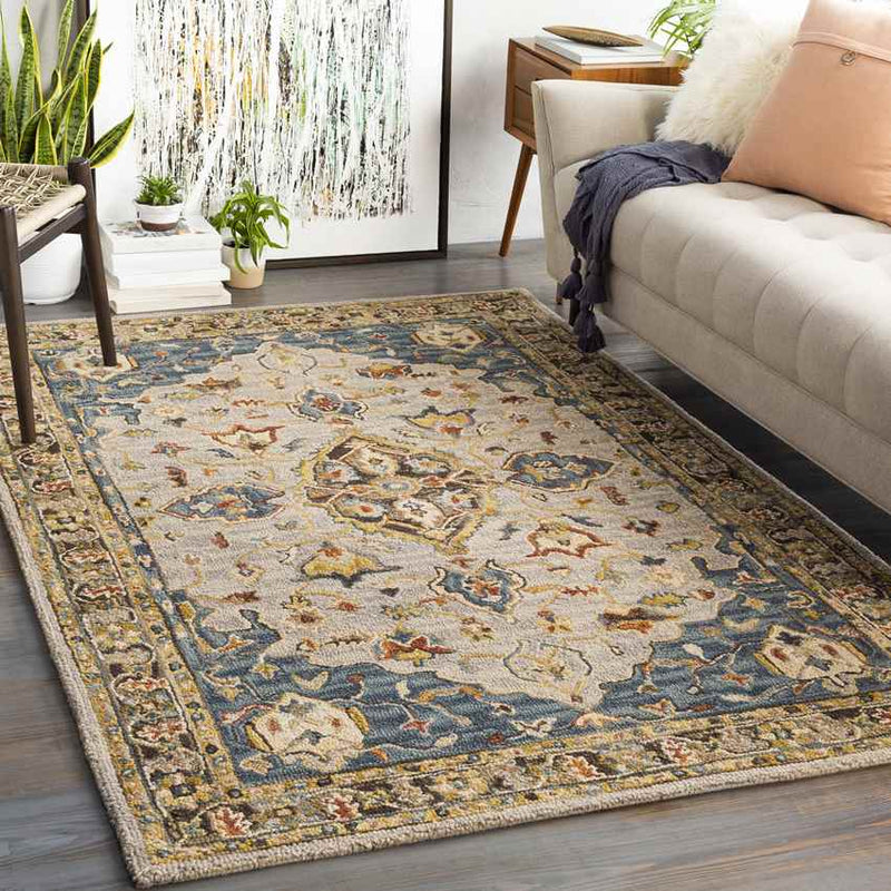 Twijzel Traditional Dark Blue Area Rug