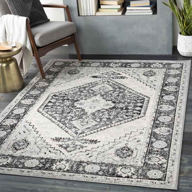 Lubbinge Traditional Black Area Rug