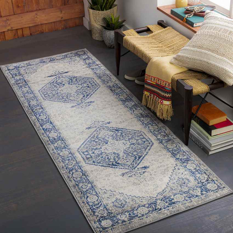 Lubbinge Traditional Navy Area Rug