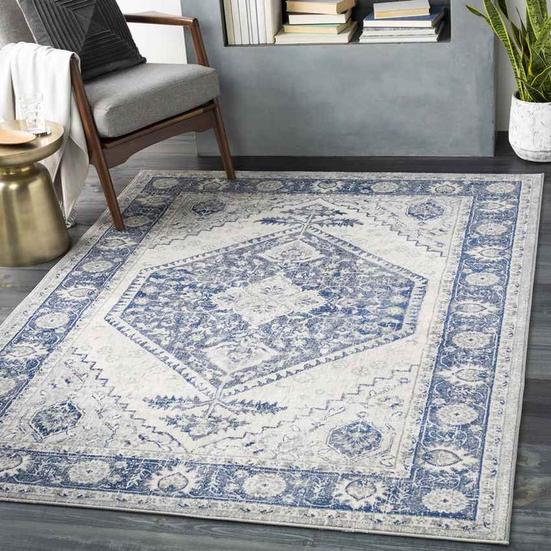 Lubbinge Traditional Navy Area Rug