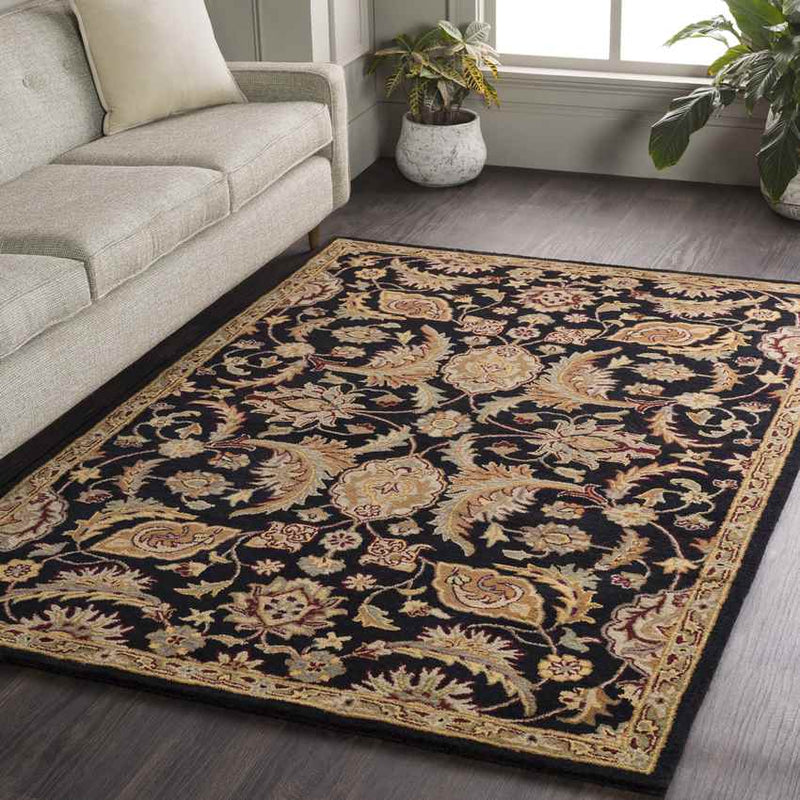 Nolde Traditional Black Area Rug