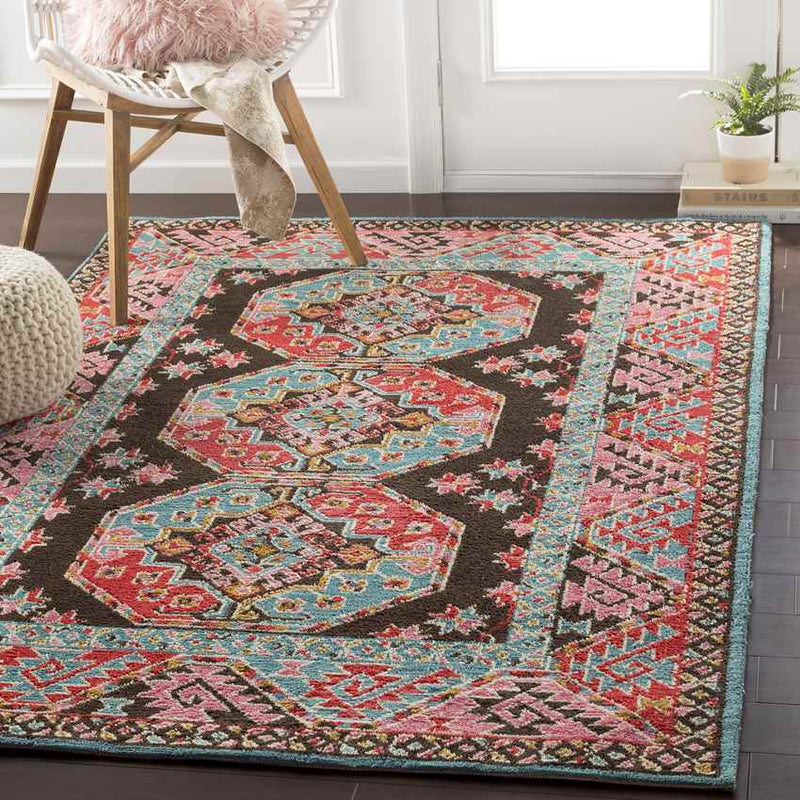 Fifine Traditional Bright Pink Area Rug