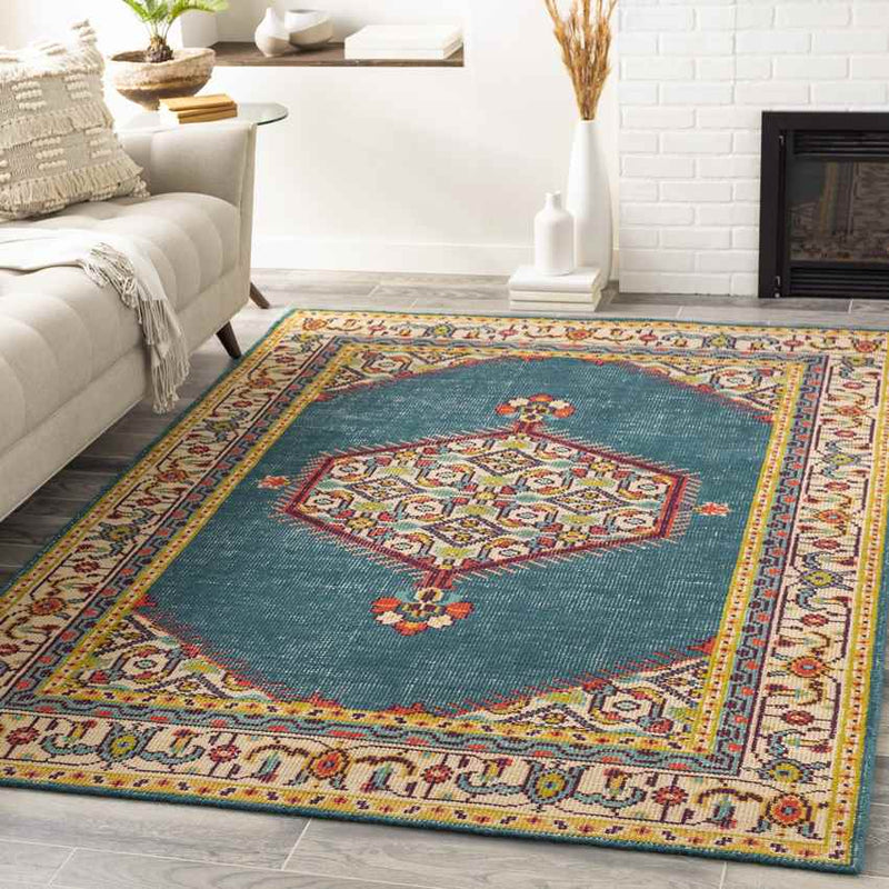 Lieving Traditional Teal Area Rug