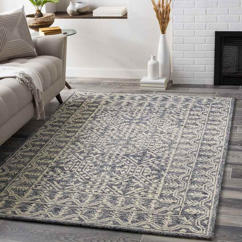 Valthe Traditional Dark Blue Area Rug