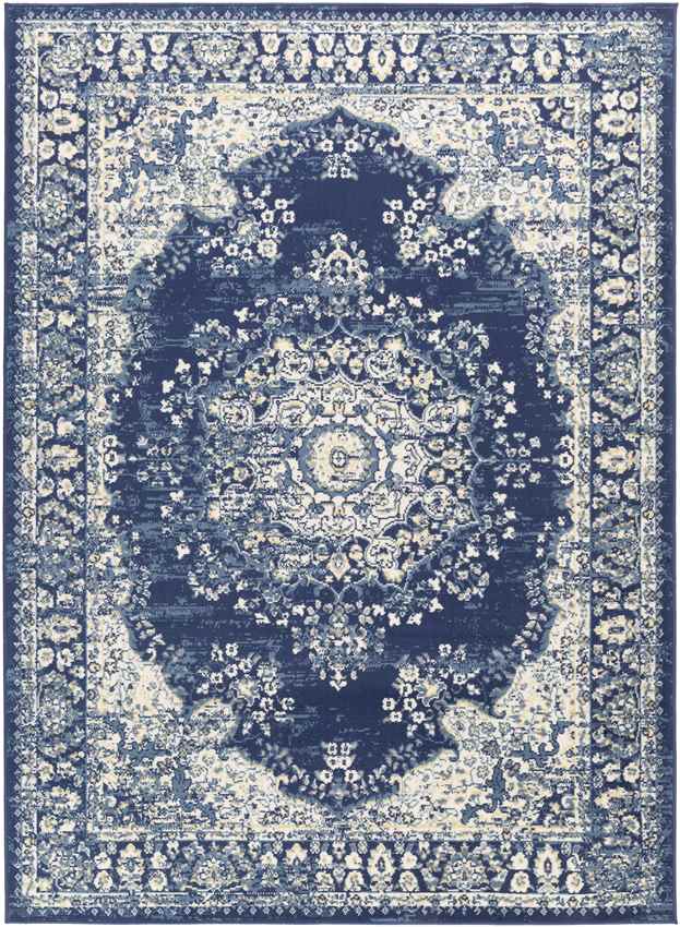 Leek Traditional Denim Area Rug