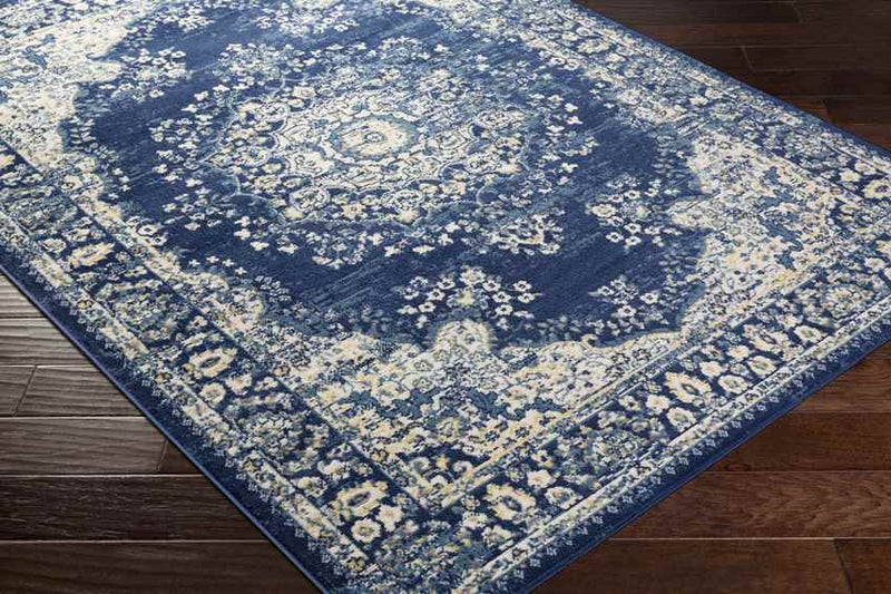 Leek Traditional Denim Area Rug