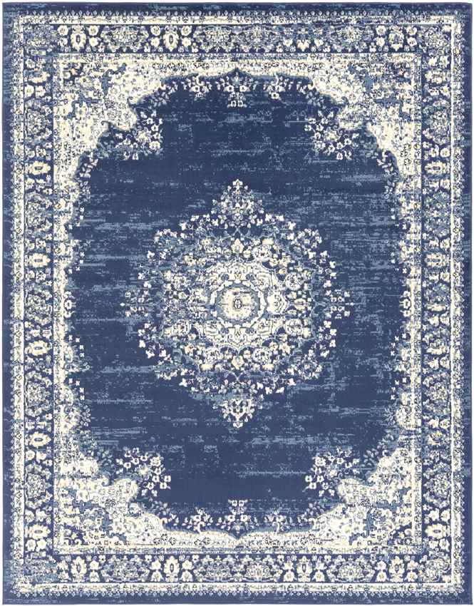 Leek Traditional Denim Area Rug