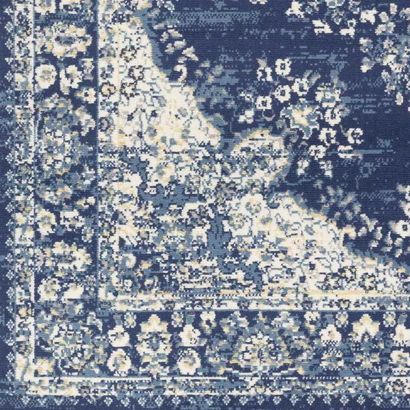 Leek Traditional Denim Area Rug