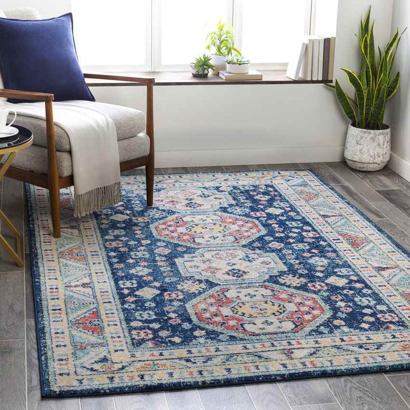 Fribourg Traditional Navy Area Rug