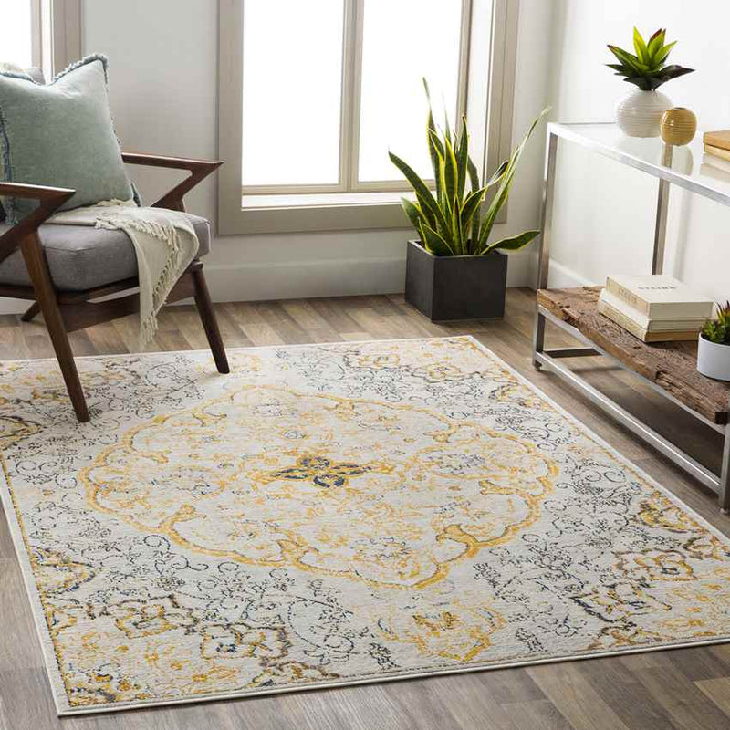 Cornjum Traditional Yellow Area Rug