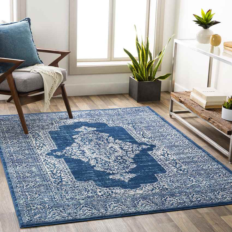 Burgwerd Traditional Navy Area Rug