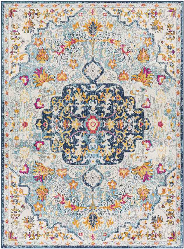 Buttinga Traditional Sky Blue/Saffron Area Rug