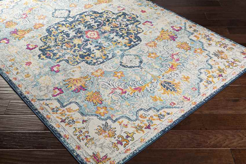 Buttinga Traditional Sky Blue/Saffron Area Rug