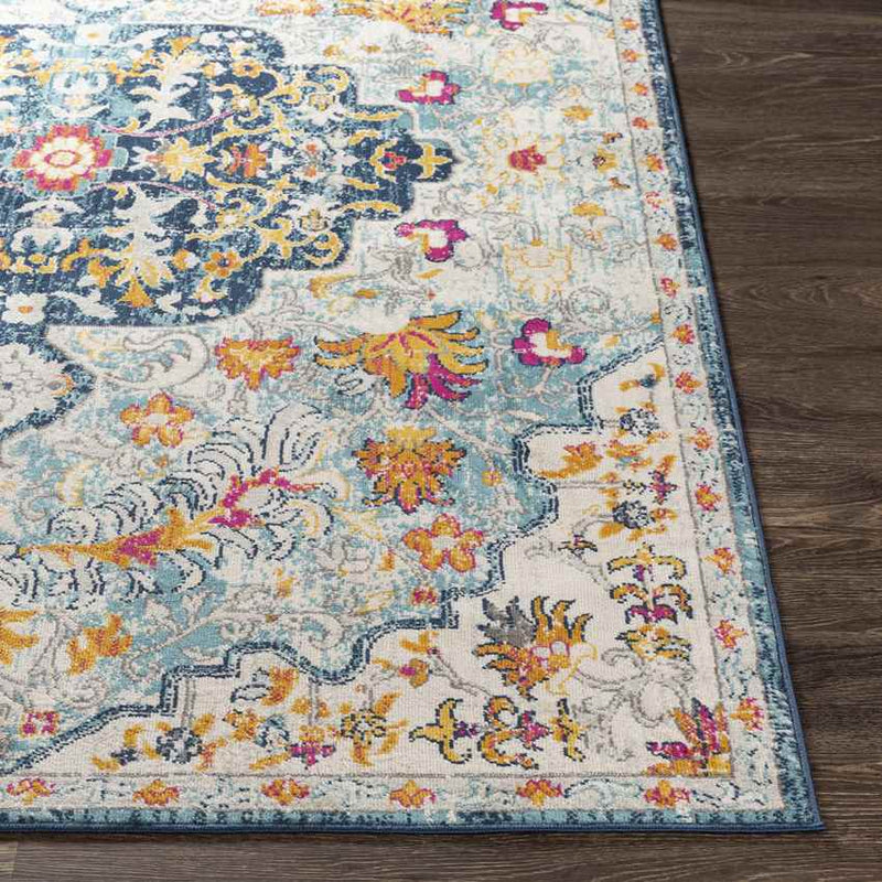 Buttinga Traditional Sky Blue/Saffron Area Rug