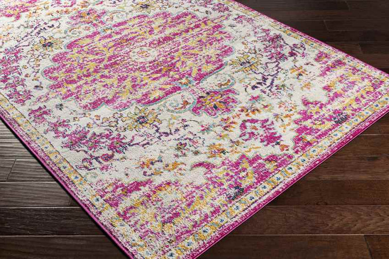 Achlum Traditional Bright Pink Area Rug