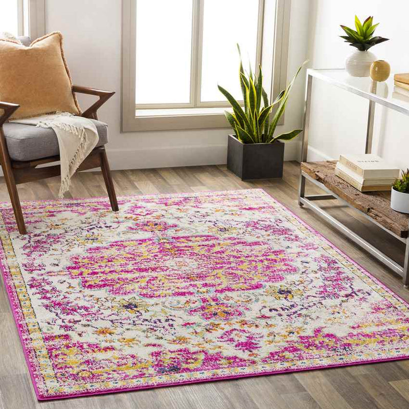 Achlum Traditional Bright Pink Area Rug