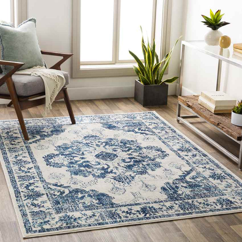 Burum Traditional Navy Area Rug