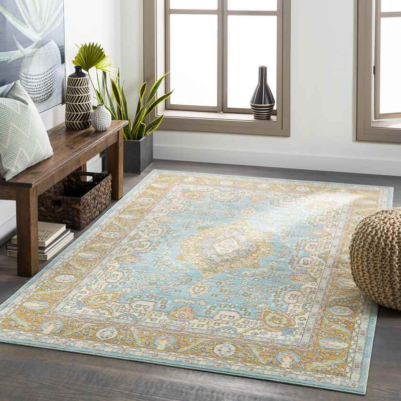 Baburen Traditional Bright Yellow Area Rug