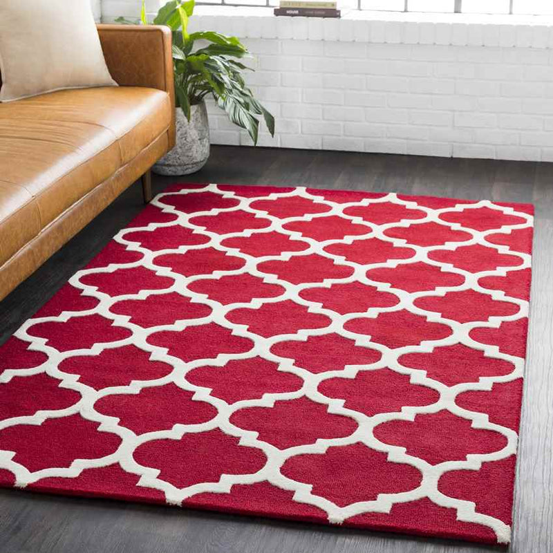 Rimini Cottage Bright Red Area Rug