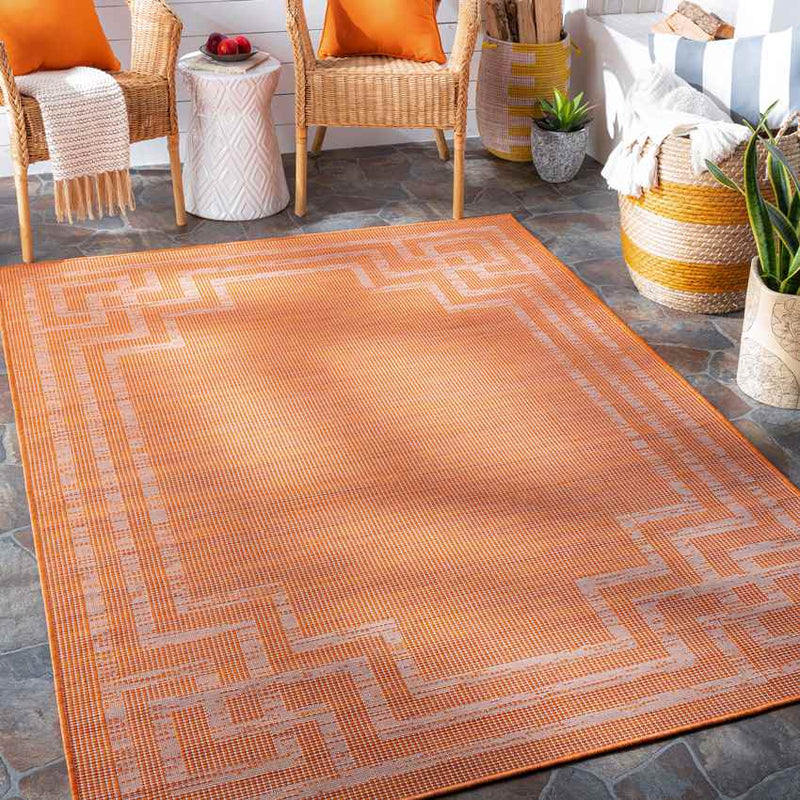 Calslagen Traditional Bright Orange Area Rug