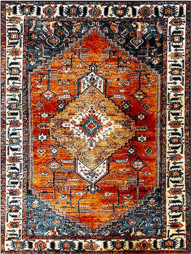 Koudhoorn Traditional Bright Orange Area Rug