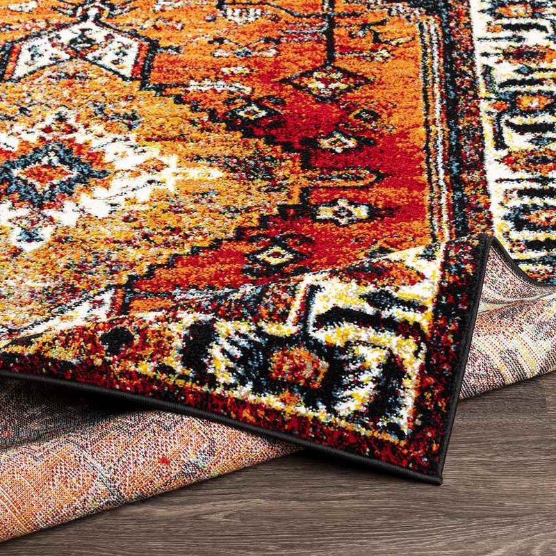 Koudhoorn Traditional Bright Orange Area Rug