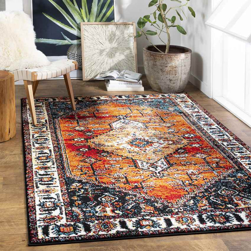 Koudhoorn Traditional Bright Orange Area Rug