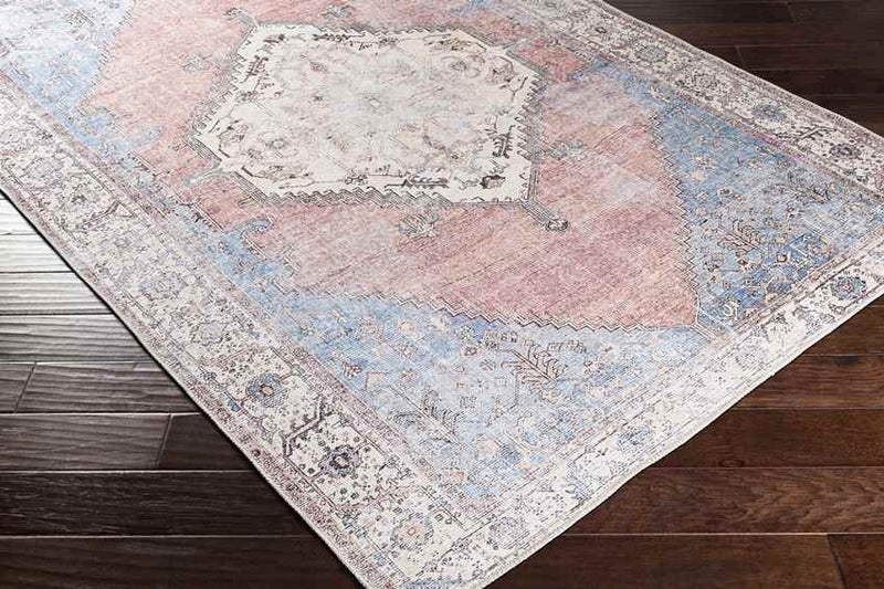 Leihoek Traditional Charcoal Washable Area Rug