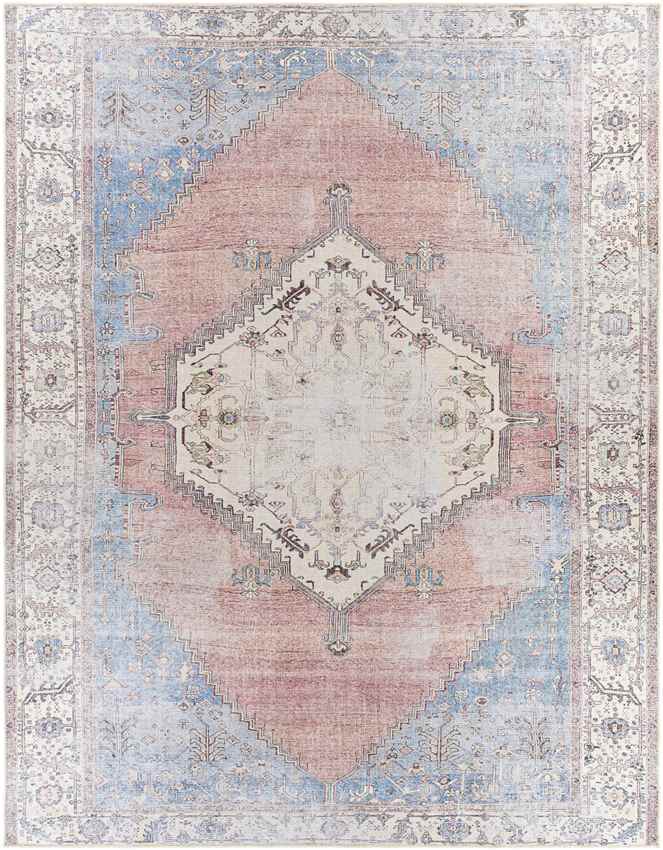 Leihoek Traditional Charcoal Washable Area Rug