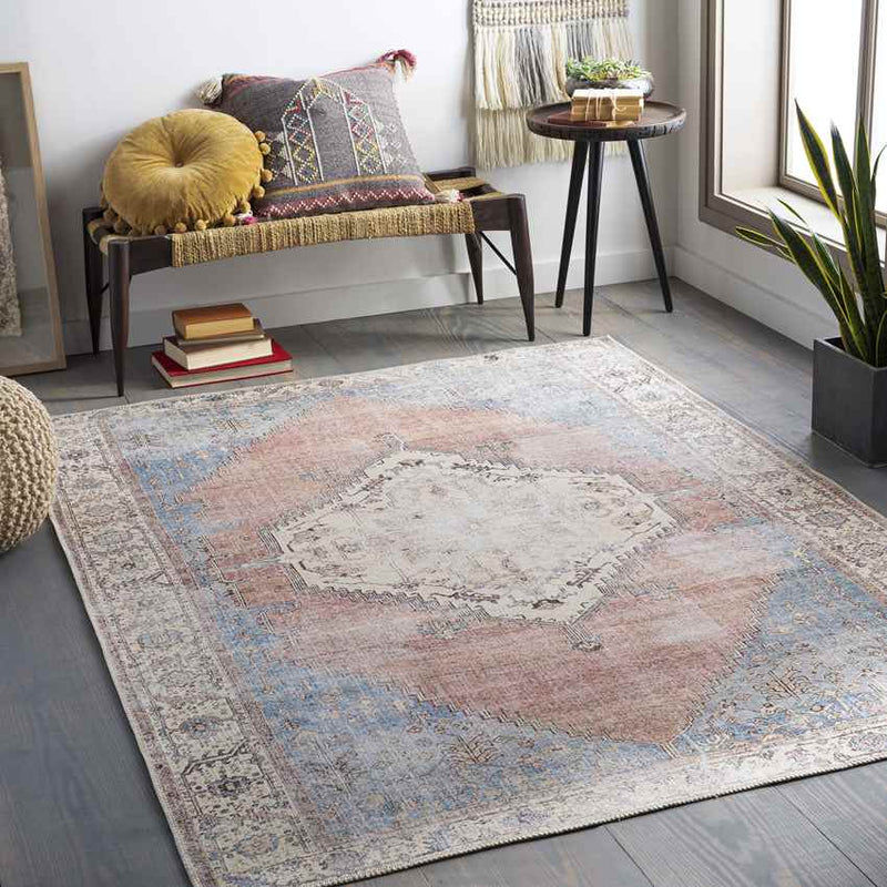 Leihoek Traditional Charcoal Washable Area Rug