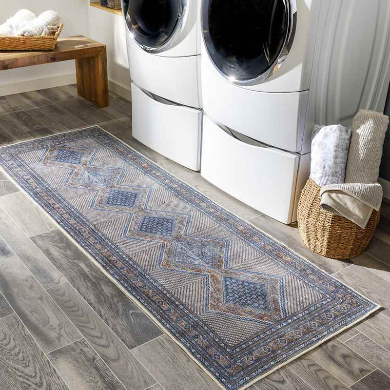 Limmen Traditional Navy Washable Area Rug