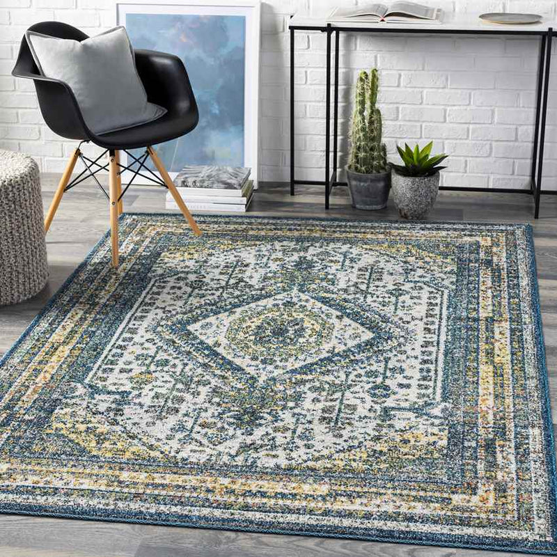 Obdam Traditional Sky Blue Area Rug