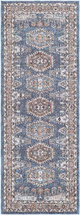 Grave Traditional Navy Area Rug