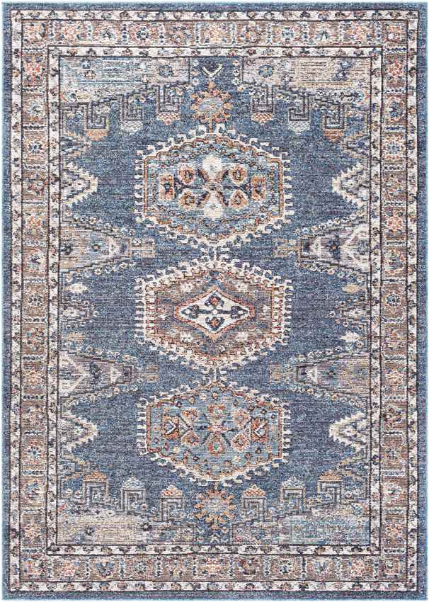 Grave Traditional Navy Area Rug