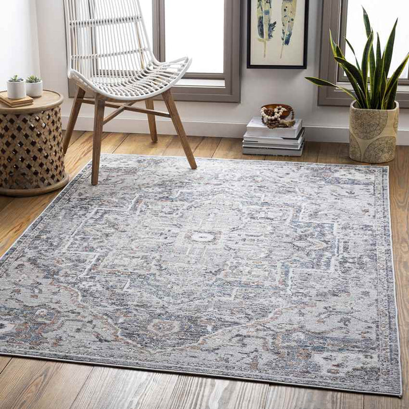 Grotel Traditional Charcoal Area Rug