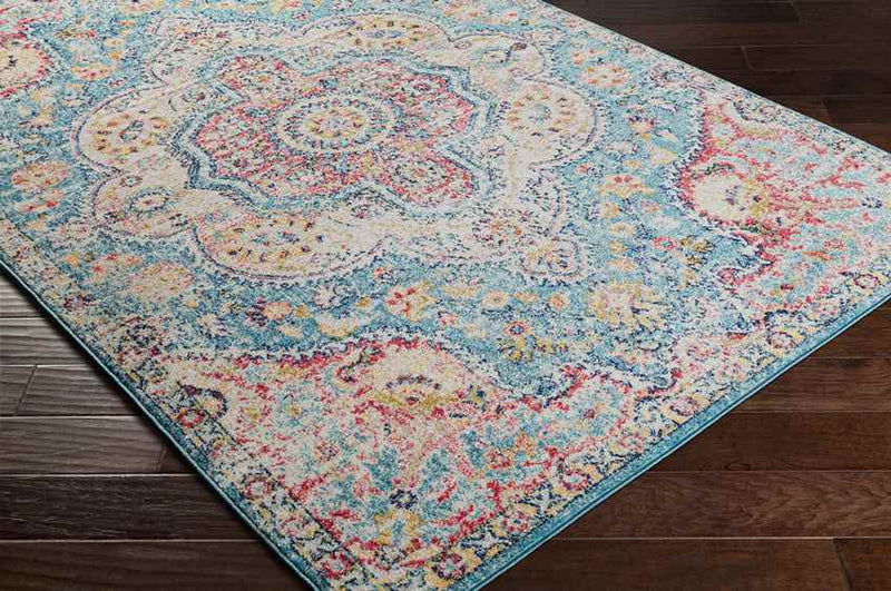 Lola Traditional Sky Blue Area Rug