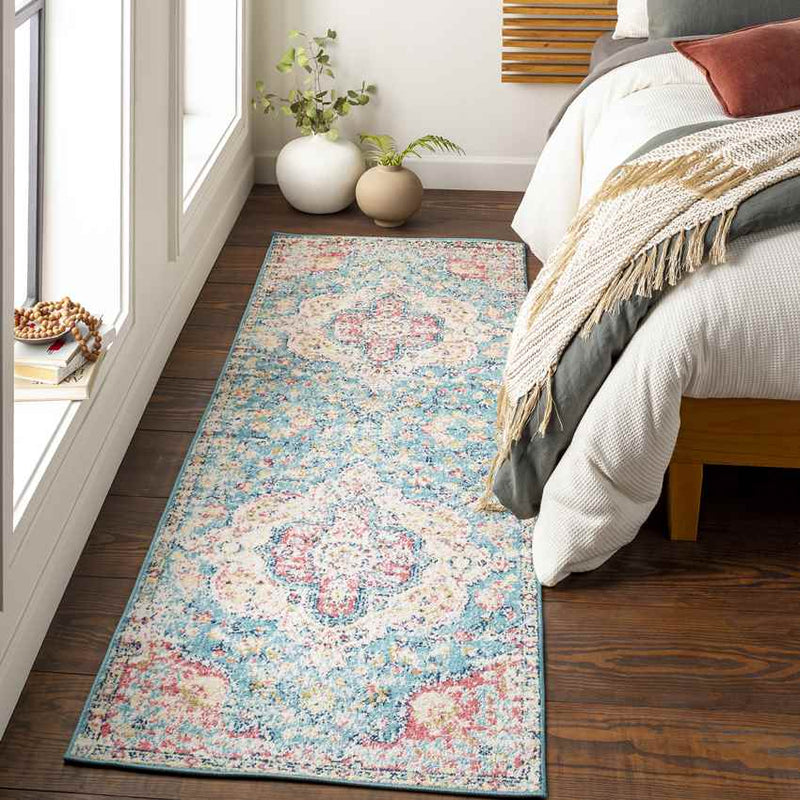 Lola Traditional Sky Blue Area Rug