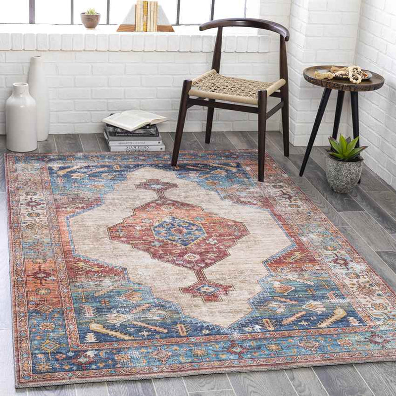 Heesch Traditional Navy Area Rug