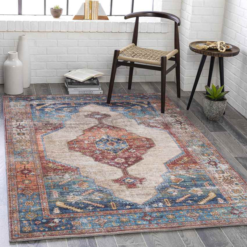 Heesch Traditional Navy Area Rug