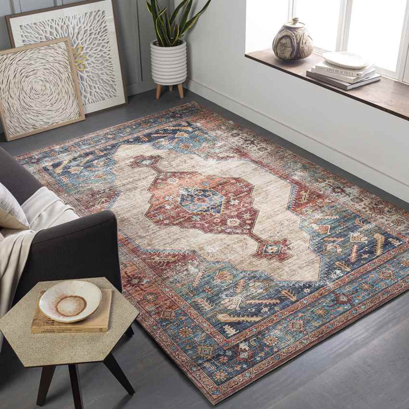 Heesch Traditional Navy Area Rug