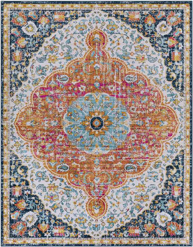 Horzik Traditional Bright Orange Area Rug